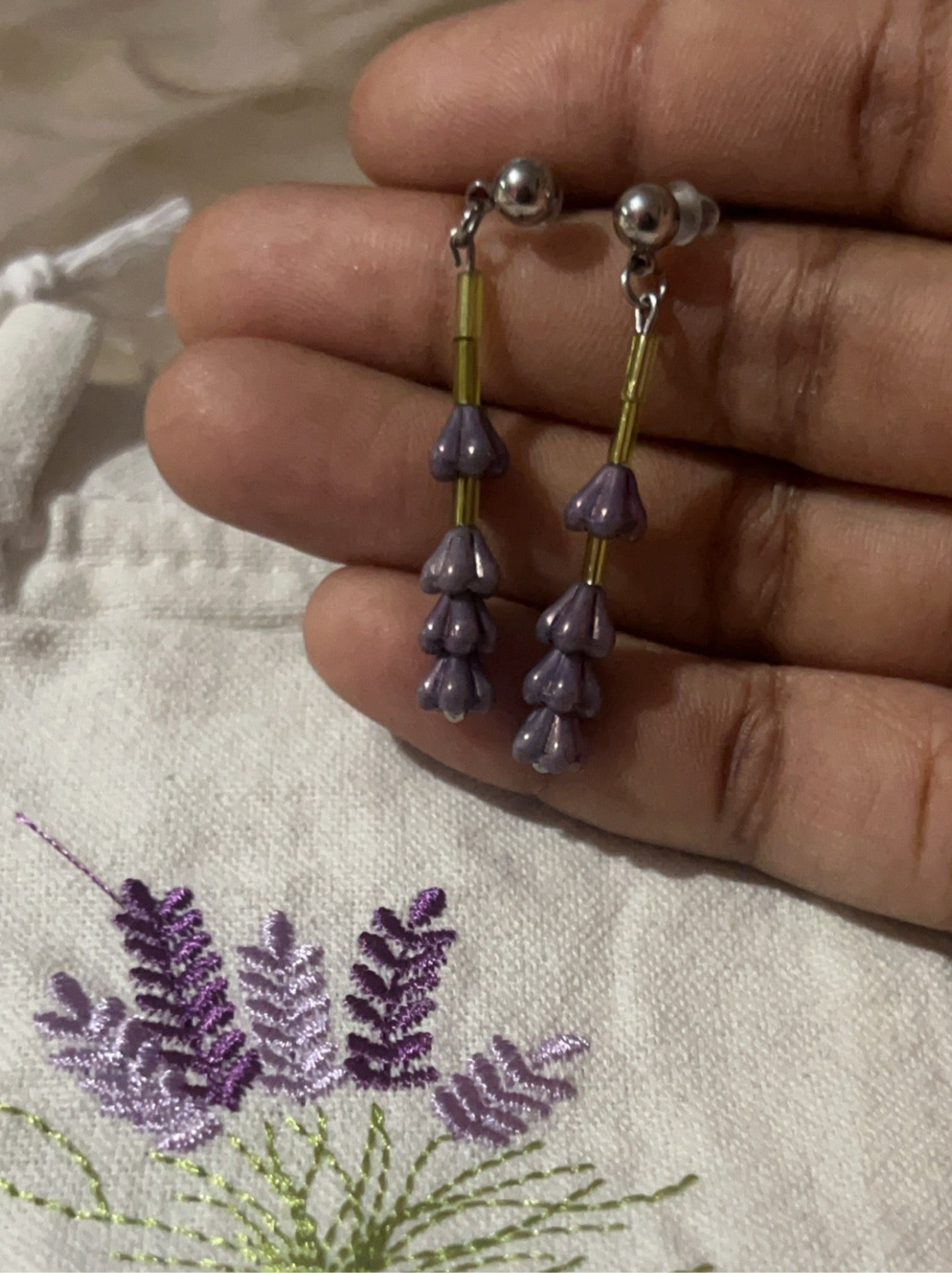 Lavender stems earrings