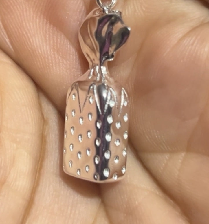 Strawberry bon bon charm sterling silver