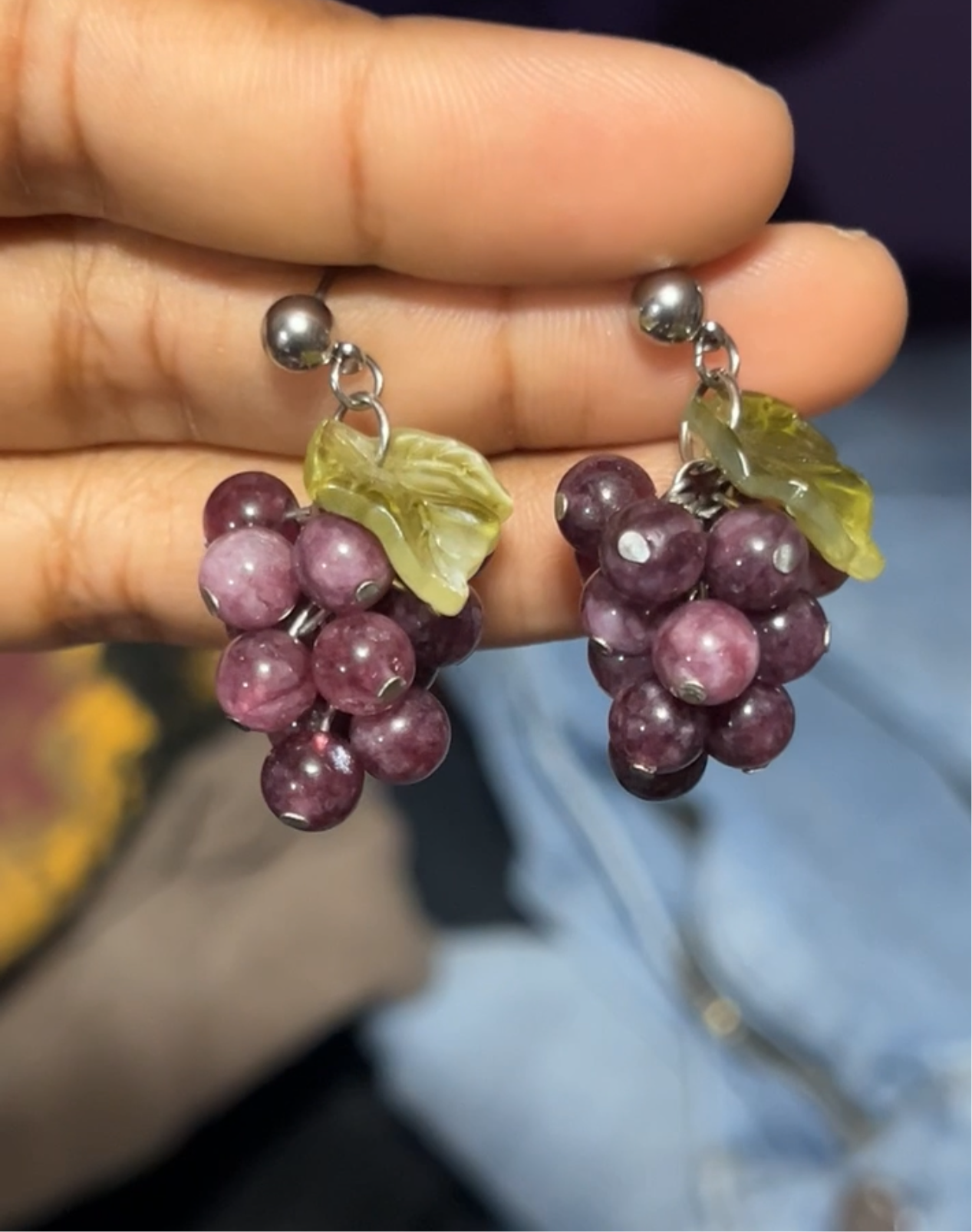 Purple grape earrings