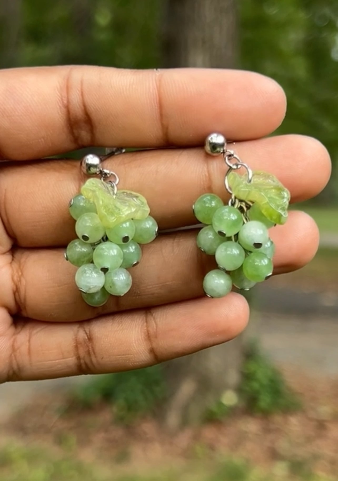 Green grape earrings