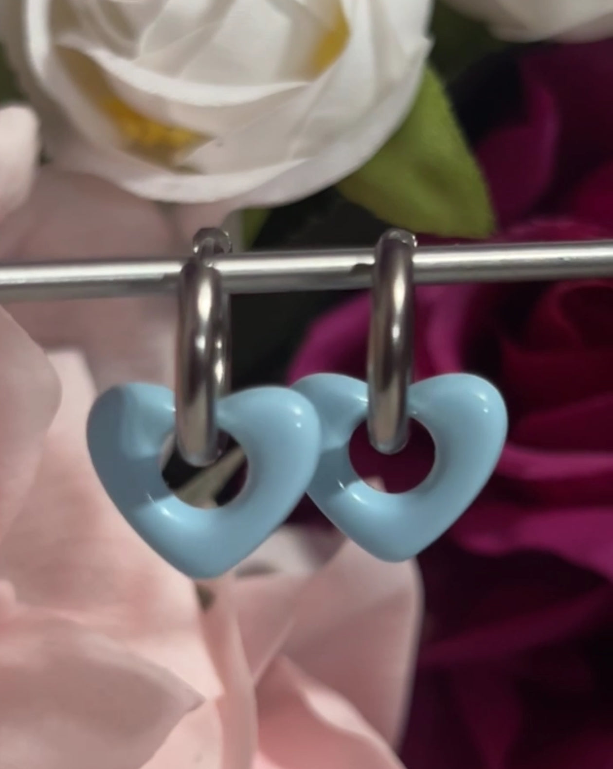 Blueberries and crème huggie hoops