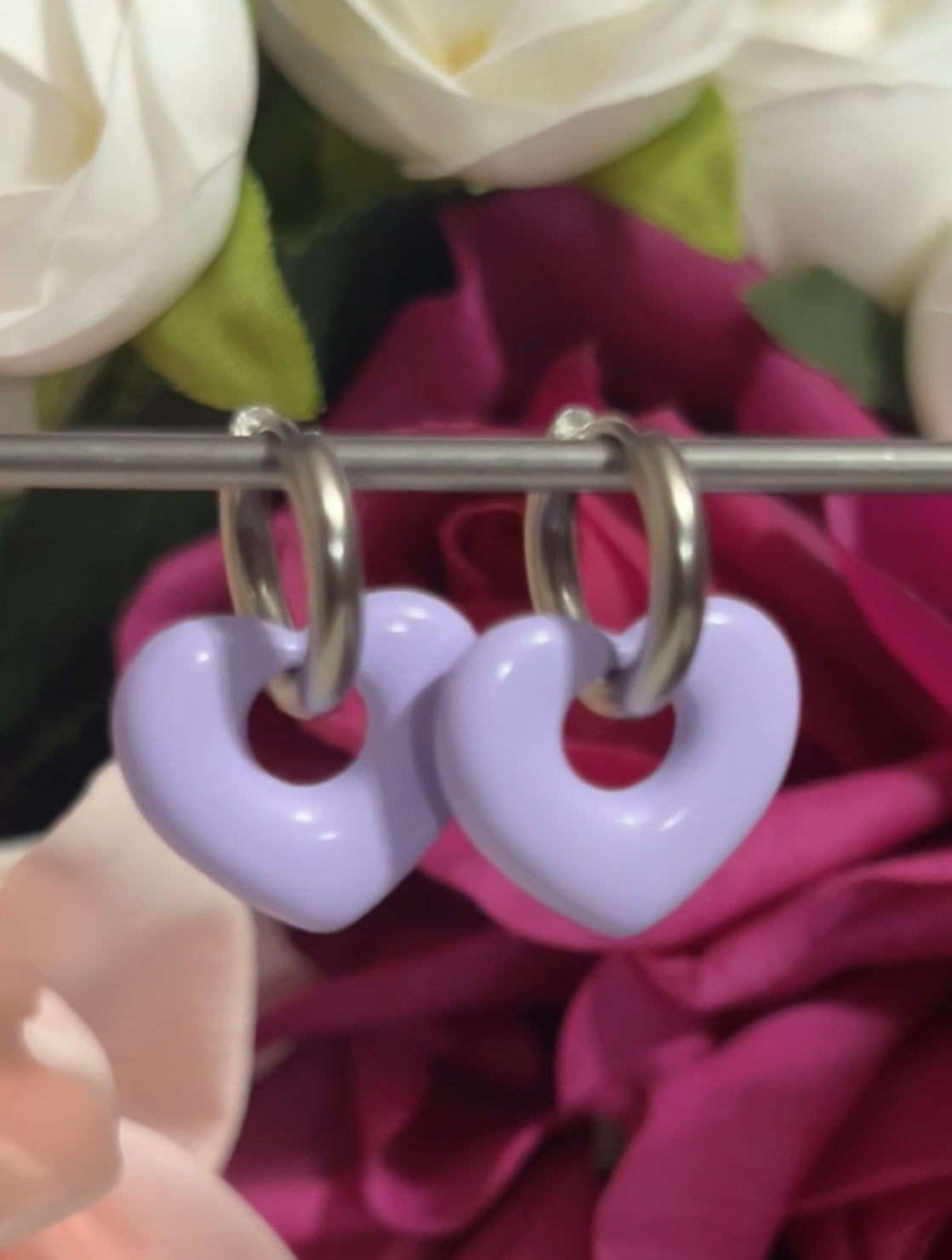 Grape huggie hoops