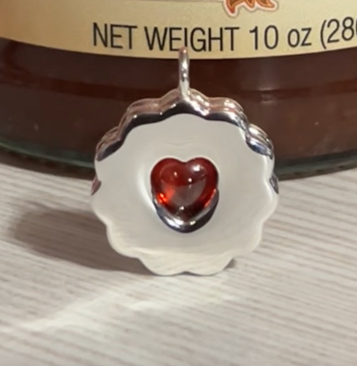 Silver jammy biscuit charm