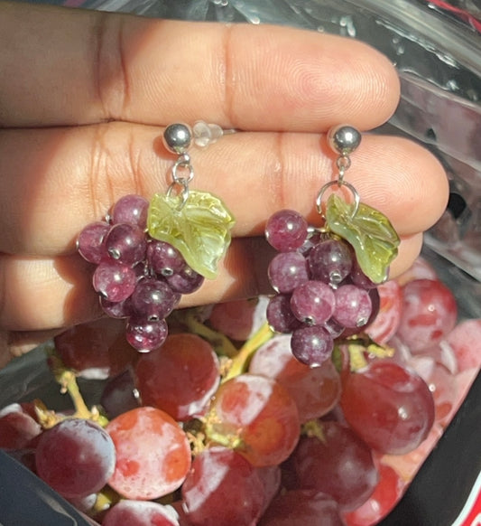 Purple grape earrings