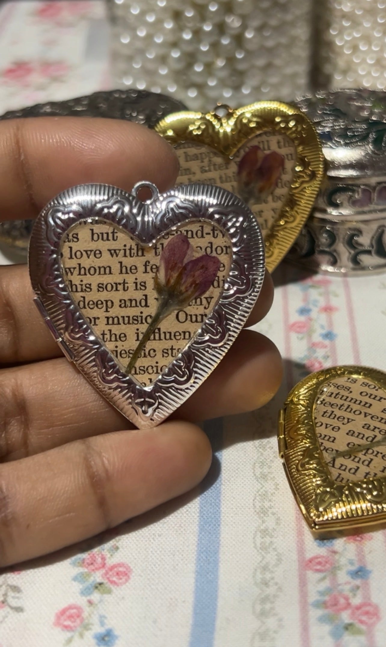 Storybook locket (silver and gold)