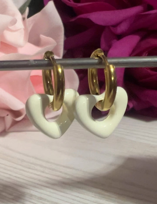 Vanilla crème huggie hoops