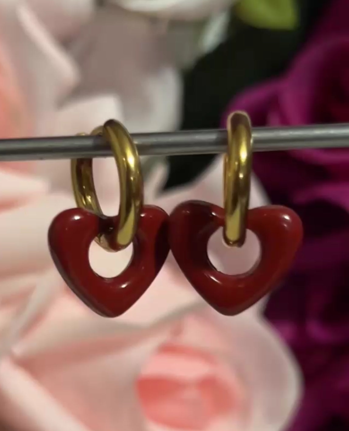 Cherry huggie hoops