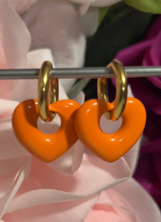 Tangerine huggie hoops