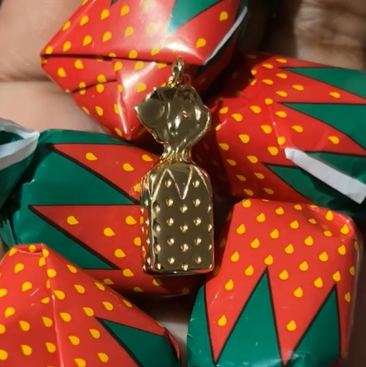 14k gold plated strawberry bon bon charm