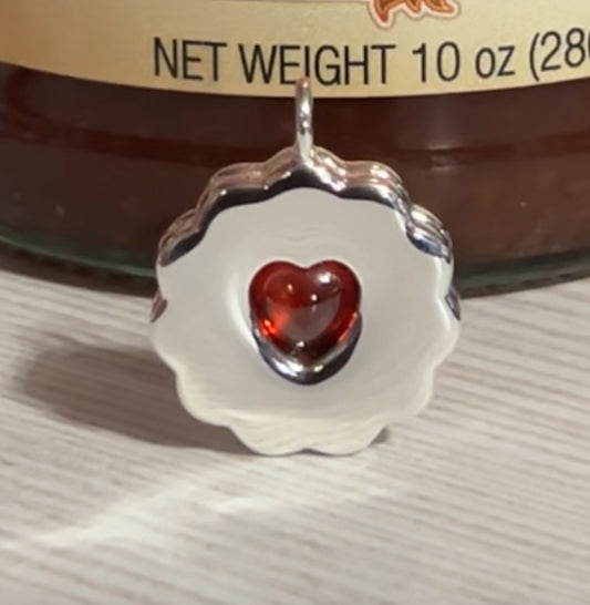 Silver jammy biscuit charm