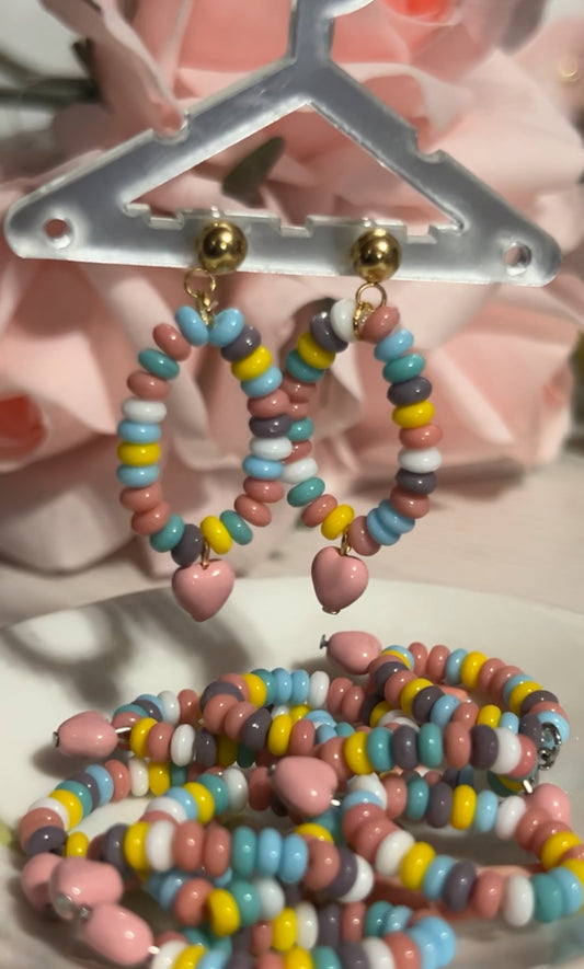 Candy string necklace earrings