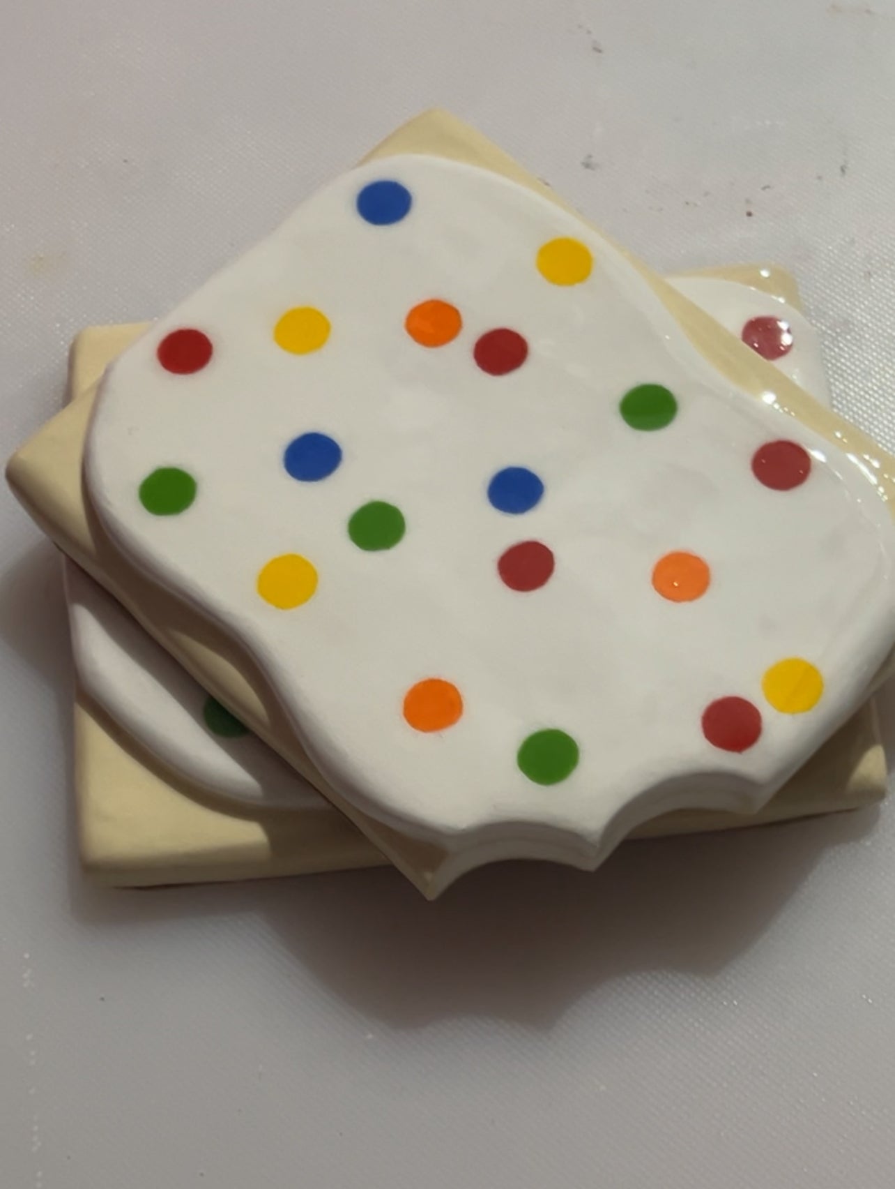 Confetti cake pop tart coasters