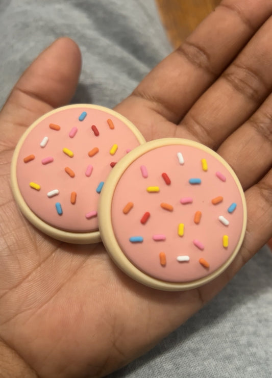 2 pc pink frosted sugar cookie clog shoe charm